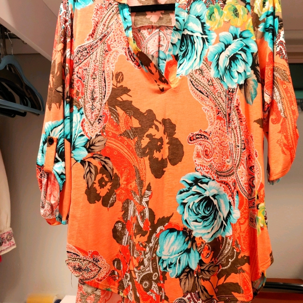 Beautiful colorful coral top